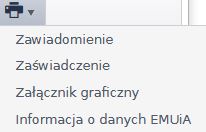 Widok opcji rozwijalnej po najechaniu na ikonę drukarki